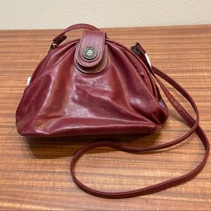 Deep Wine Red Leather Vintage Capezio 1887 Crossbody Purse